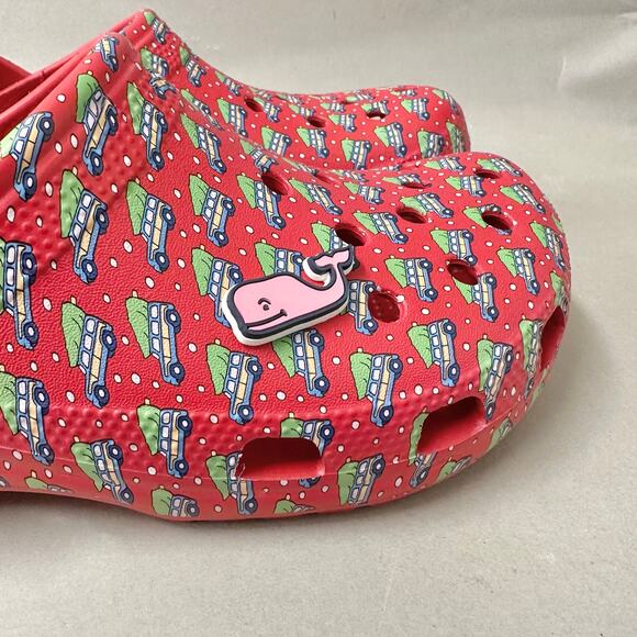 CROCS Classic Clog Vineyard Vines Holiday Red Whale Jibbitz Womens 11 Men 9 NWT - Picture 10 of 16
